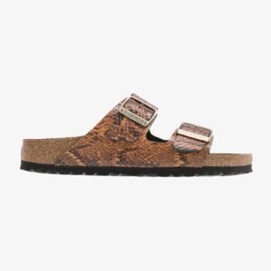 Birkenstock Arizona Soft Footbed Suede Leather Γυναικεία Σανδάλια Ανατομικά σε beige snake Narrow Fit