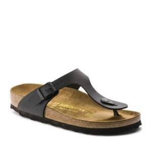 Birkenstock Gizeh Birko-Flor Γυναικεία Σανδάλια Ανατομικά σε Μαύρο Χρώμα Narrow Fit