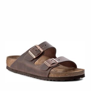 Birkenstock Arizona Oiled Leather Δερμάτινα Γυναικεία Σανδάλια Ανατομικά σε Καφέ Χρώμα Narrow Fit
