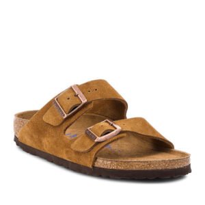 Birkenstock Arizona Soft Footbed Suede Leather Γυναικεία Σανδάλια Ανατομικά σε Ταμπά Χρώμα Narrow Fit