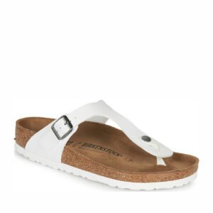Birkenstock Gizeh Δερμάτινα Γυναικεία Σανδάλια Ανατομικά σε Λευκό Χρώμα Regular Fit