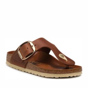 Birkenstock Gizeh Big Buckle Δερμάτινα Γυναικεία Σανδάλια Ανατομικά σε Καφέ Χρώμα